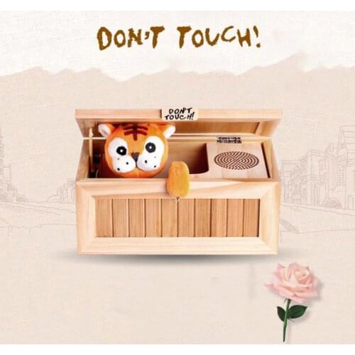 Funny Wooden Useless Box Leave Me Alone Box Most Useless Machine Don't Touch Tiger Toy Gift With Sound Assembled Tricky Kid Toys