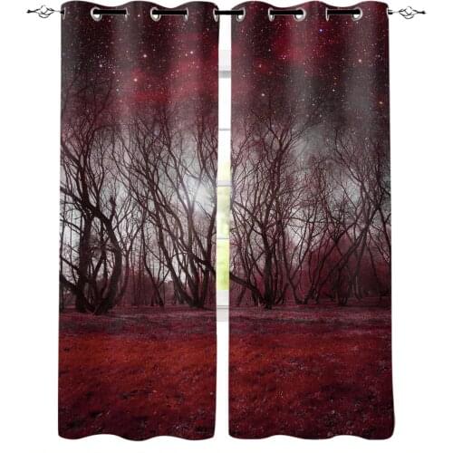 Red Trees Starry Sky Forest Kids Blackout Curtains For Baby Girls Bedroom Children Curtains For Living Room Decoration
