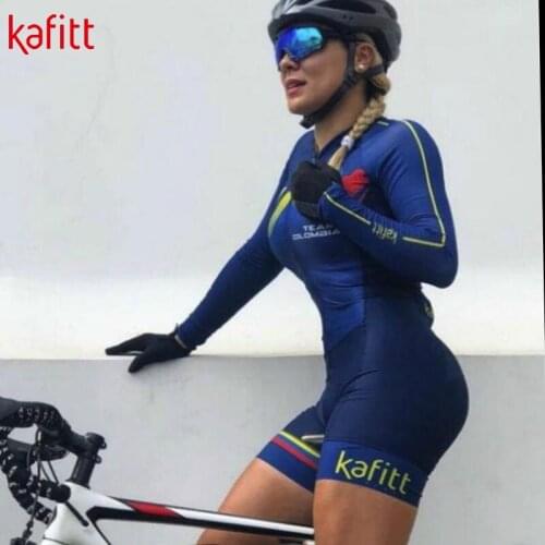 Kafitt womens triathlon long-sleeved cycling suit jersey shorts jumpsuit cycling jersey sweatshirt macaquinho ciclismo feminino