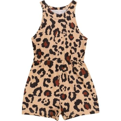 2021 0-5Y Fashion Kids Baby Girl Romper Summer New Leopard Print O Neck Sleeveless Tunic Jumpsuit Playsuit Outfit