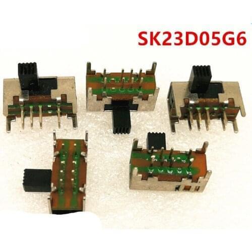 10Pcs x DC 50V 0.5A DP3T 2P3T PCB Mini Horizontal Slide Switch SK23D05-G6 (SK23D08-G6) 8 Pin 3 Positions