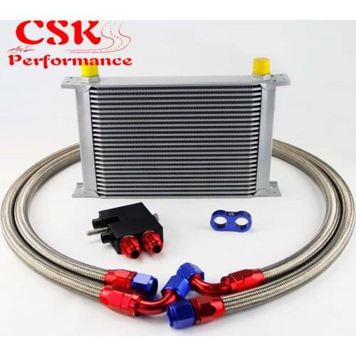 25 Row 248mm AN10 British Oil Cooler Kit Fits For BMW N54 Engine Twin Turbo 135i E82 335i E90 E92 E93 Silver