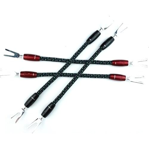4Pcs HiFi Audio Rocket 88 Speaker Jumper Cable Bridge Cables with Series 1000 Silver Banana Spade Plug
