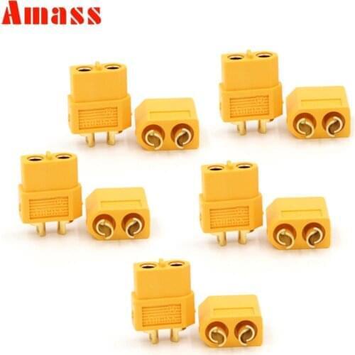 5 Pairs/10 Pairs Amass XT60 Plug Male and Female 3.5mm Golden Plated Bullet Connector for RC ESC Battery