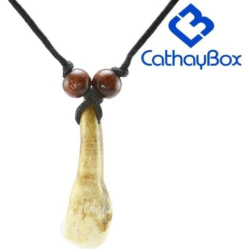 5PCS/Wholesale Vintage Look Brown Tibetan Raw Horse Tooth Charm Pendant Necklace