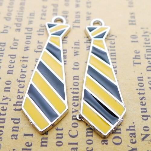 6pieces/lot 11*30mm Enamel Tie Necktie Charm Metal alloy pendant bracelet Key chain accessory DIY handmade jewelry making