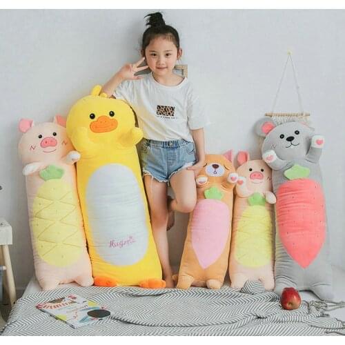 70-110CM Kawaii Long Stuffed Pillow Animal Plush Toys Cute Duck Bear Pig Doll Soft Cushion Girl Baby Birthday Gift