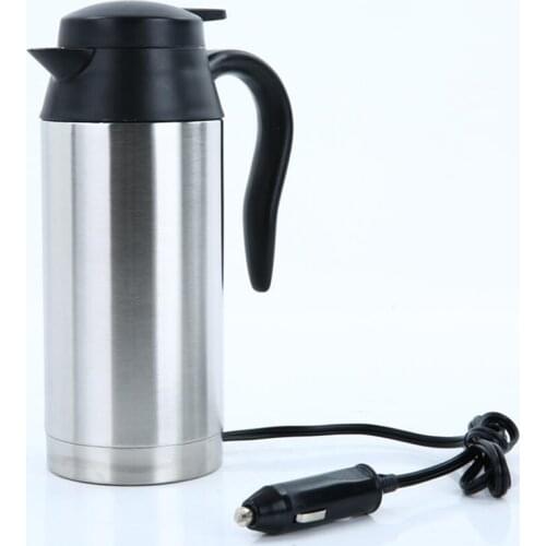 12V 24V Car Heating Bottle Double Wall Stainless Steel Vacuum Electric Heated Flasks Thermoses Coffee Boiling Hot Water Kettle