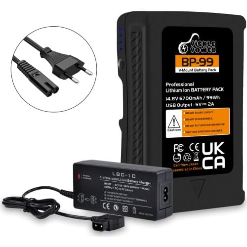 14.8V 6700mAh V Mount Battery Made with Sanyo Cells + D-Tap Adapter Compatible Sony Video Camera Camcorder Broadcast LED Light