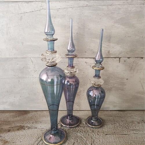 3 PCs different size body fragrance Cologne fillable nice design blown glass bottles decorative vanity home decoration Table Home decor object dispenser bottle stylish design Hand made bottle