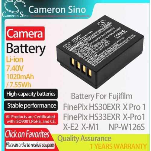 CameronSino Battery for Fujifilm FinePix HS30EXR FinePix HS33EXR X Pro 1 X-Pro1 X-E2 X-M1 fits Fujifilm NP-W126S camera battery