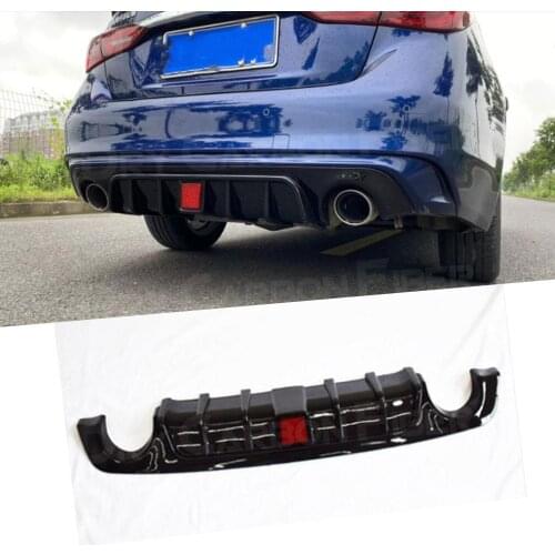 ABS Material Carbon Look Rear Bumper Lip Diffuser With LED Light for Infiniti Q50 2018 2019 Spoiler Auto Decoration Covers