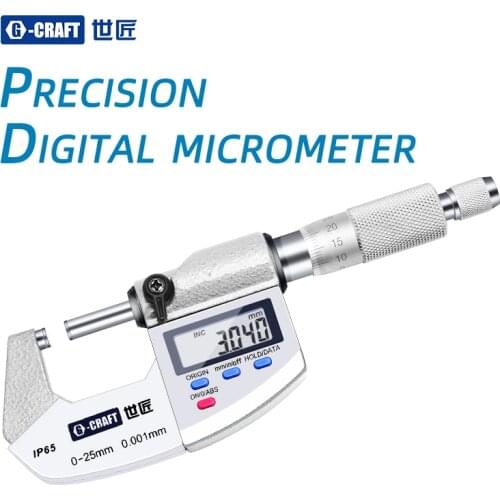 Digital Micrometer High Precision Outer Diameter Wall Thickness Caliper 0.001 Waterproof Electronic 0-25-50mm
