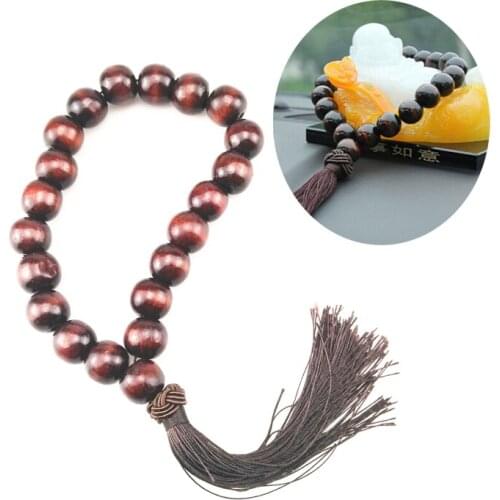 Wooden Buddhist Bead Car Rearview Mirror Pendant for Peugeot 206 207 208 301 307 308 407 2008 3008 4008