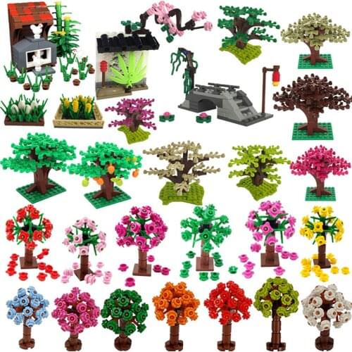 Locking City Plant Decoration Develop Childrens Interest Gifts Building Blocks Educational Toys Flowers And Trees Cities Model