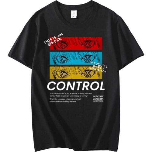 Chainsaw Man CONTROL T Shirt Men Graphic Print Tees Tops Men Women Oversized Short Sleeve T-shirt Harajuku Unisex Clothing