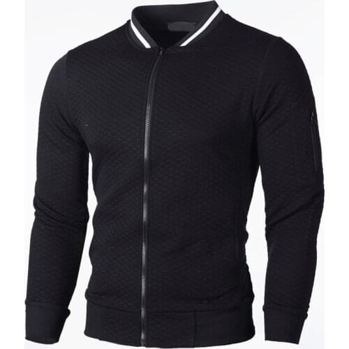 2021 Brand New Men Zipper Sweatshirts Zipper Collar Jacket Cardigan for Male Casual Plaid Sweatshirt Long Sleeve Tops Streetwear