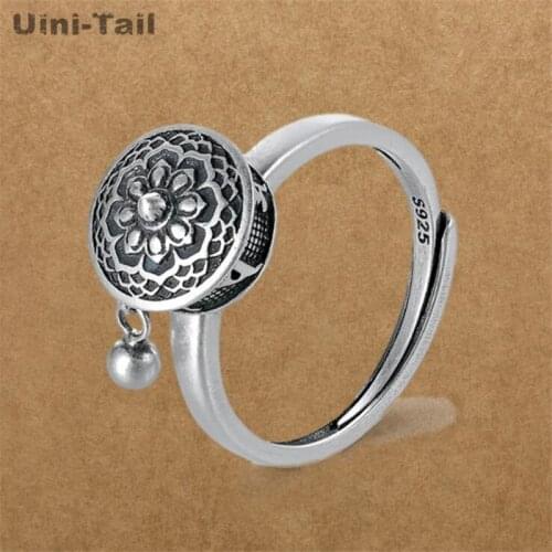 Uini Tail new design hot sale 925 sterling silver retro six-character mantra ring simple creative Chinese Buddhist ring ED925