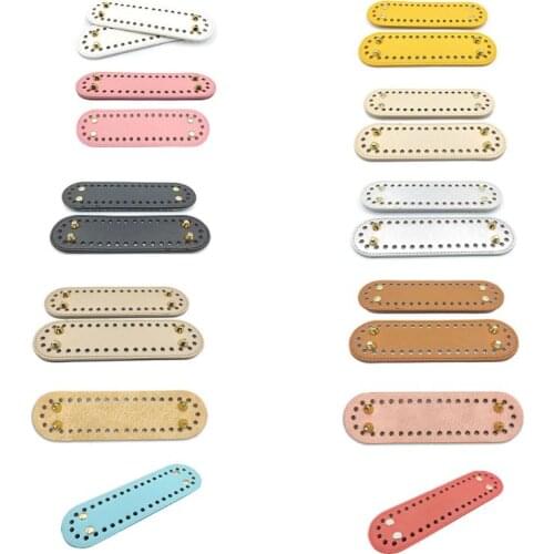 D0LF Leather Bottom Base with Pre-drilled Holes for Knitting Purse Handbag DIY Shoulder Bag