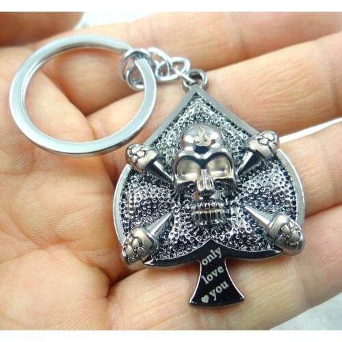 Fashion Creative alloy Key Chain Ring Keyring Silver skull Pendants Gift Tool Men Car Accessories 1PC