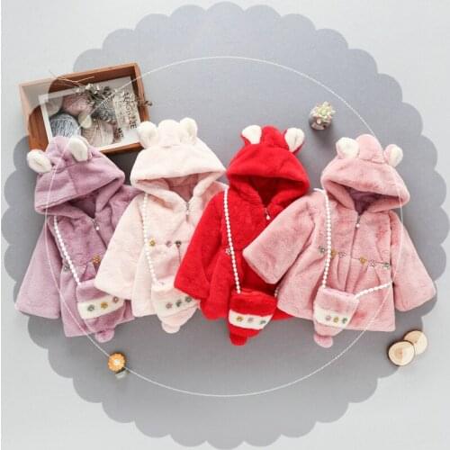 2021 Winter Newborn Baby Girl Clothes Light Jacket Christmes Coat Hooded Solid Jacket For Girls New Childrens Jacket 1-4 Years