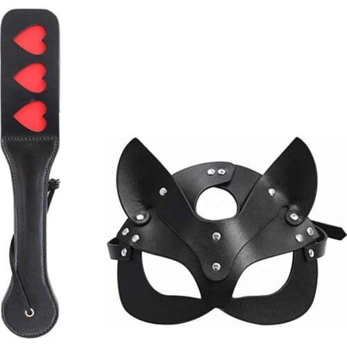 Erotic mask cosplay Sex Toys Lingerie Women Leather Slave Spank Paddle Beat Submissive BDSM Sex Sluts Paddles Half face mask