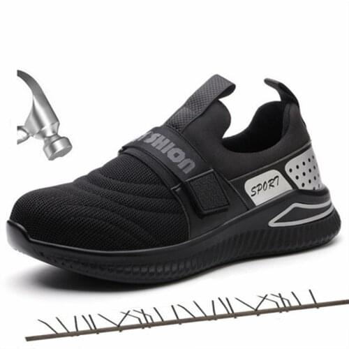 Mens New Steel-toed Work Boots Safety Shoes Casual Breathable Outdoor Mesh Anti-puncture and Comfortable Industrial Boots