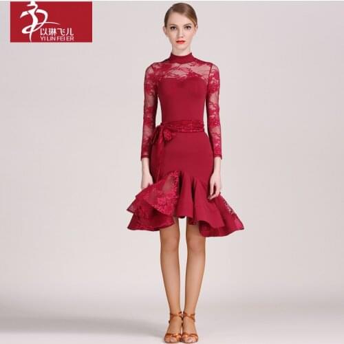 New Sale Woman Fashion Latin Dance Costume Ballroom Tango Rumba Chacha Suits dance competition wear Top+skirt Set GB071+072