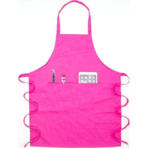 New Pink Cotton Soft Cooking Kitchen Apron For Woman Men Hairdresser Sleeveless Aprons