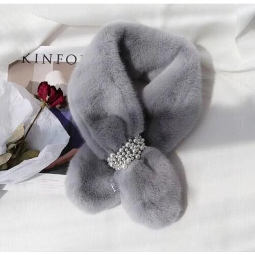 New Style Pearl Plush Solid Color Cross Scarf Womens Autumn & Winter Korean-style Thick Long Versitile Fashion Scarf
