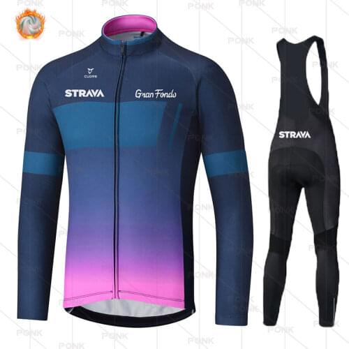 2021 STRAVA Pro Team Winter Cycling Clothing Breathable Ropa Ciclismo Long Sleeve MTB Bicycle Clothing Outdoor Sport Clothes