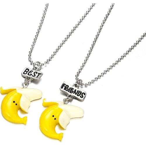 Best Friends Necklace Set Of 2 BFF Necklaces Cute Banana Pendant On Bead Chain Necklace For kids Jewelry