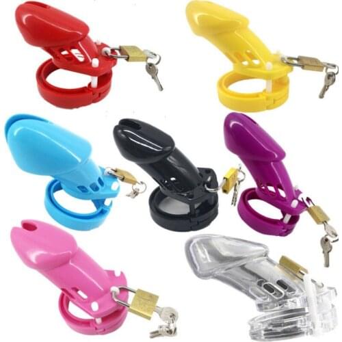 Plastic Chastity cage Male Chastity Device Cock Cage With 5 Size Rings Brass Lock Locking Number Tags Sex Toys CB6000 CB6000S