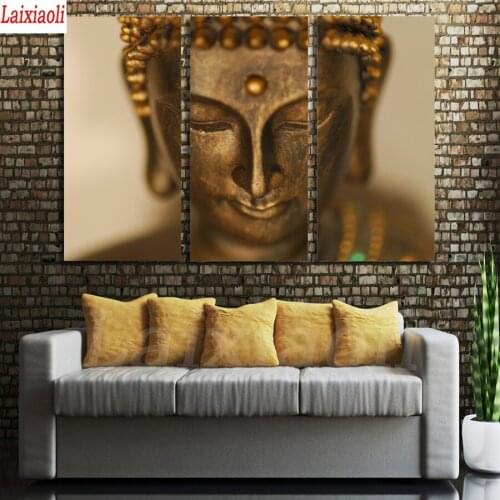 Artwork Living Room Diamond painting 3 Pcs cross stitch kits diamond mosaic Copper Buddha zen Pictures Painting Wall Decoration