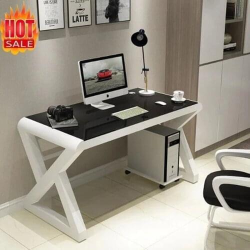 Simple Computer Desktop Desk 80CM Home Desk Tempered Glass Desk Game Gaming Learning Table