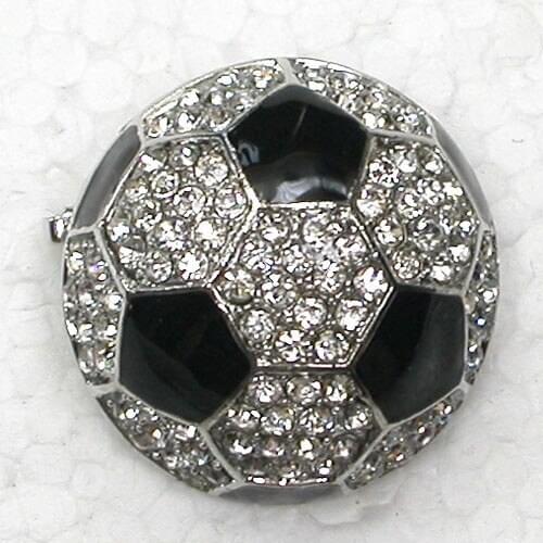 Clear Rhinestone brooch Black Enamel Football Pin brooches Fashion jewelry gift C785 A