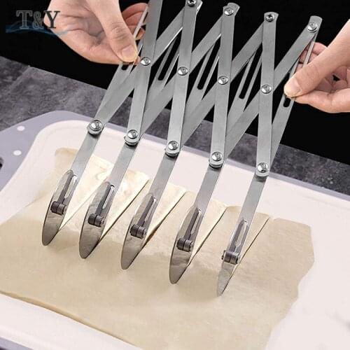 T&Y 1PC Five 5 Wheel Pastry Cutter Stainless Steel Expandable Durable Multi-Round Pasta Roller Pizza Cutter Cookie Baking Dough