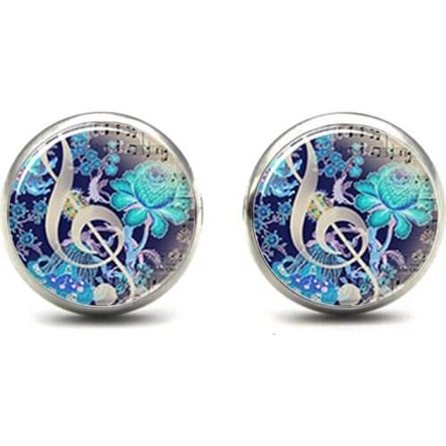2020 new Clef Earrings Music Note Studs Earrings Bass Treble Clef Ear Nail Jewelry Glass Dome Earrings For Women Musician gift