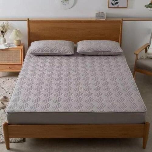 Gray Anti-Bacteria Quilted Mattress Cover Single King Size Customized All-inclusive Quilting Bed Cover Not Including Pillowcase