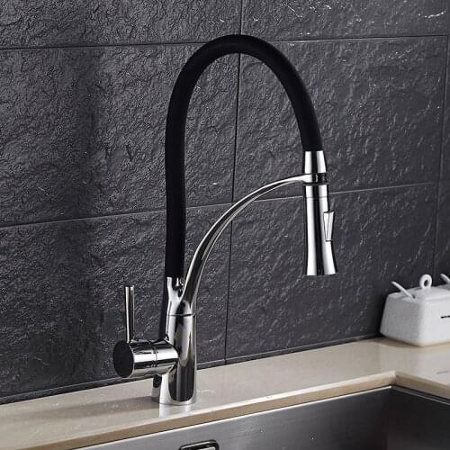 DONYUMMYJO Kitchen Faucet Pull Out Water Tap 3 Colors available Mixer Faucet Deck Mounted Single Handle Chrome Brass ZR668
