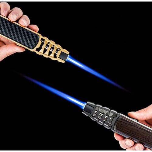 2021 New Super Spray Gun Super Powerful 1300 Degree Butane Tube Lighter Kitchen Barbecue Metal Turbine Windproof Cigar Lighter