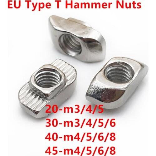 M3 M4 M5 M6 M8 hammer head t nut Drop in fasten connector slide nut for EU 2020 3030 4040 4545 aluminum profile