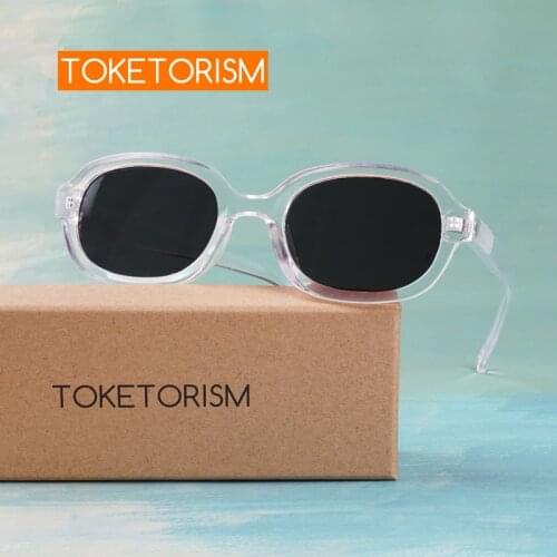 Toketorism Oval Sun glasses Transparent Frame Womens Glasses Vintage Shades Sunglasses