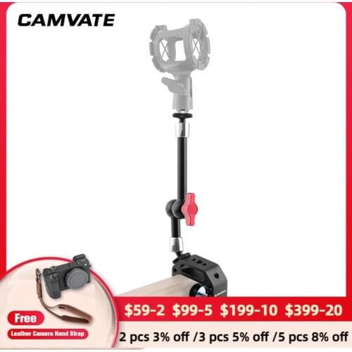 CAMVATE Multipurpose C-Clamp + Articulating Magic Arm With Double-ended 1/4"-20 Threads For Microphone Support Clip Mounting