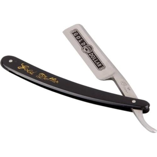Gold Dollar 66 Classic Steel Straight Edge Salon Barber Shaving Razor Shaver (Black+Silver)