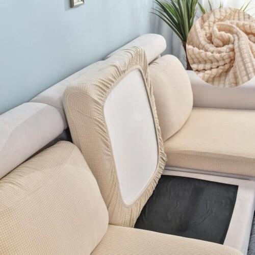 1, 2, 3, 4 Seat Solid Color Sofa Protective Cover Jacquard Stretch Spandex Living Room Combination L-shaped Gray Sofa Couch