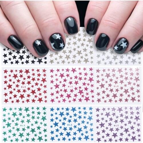 1pcs Glitter Shiny Stars 3D Nail Stickers self-Adhesive Colorful Nail Art Slider Tips Tattoo Manicure Decorations 2020 newest