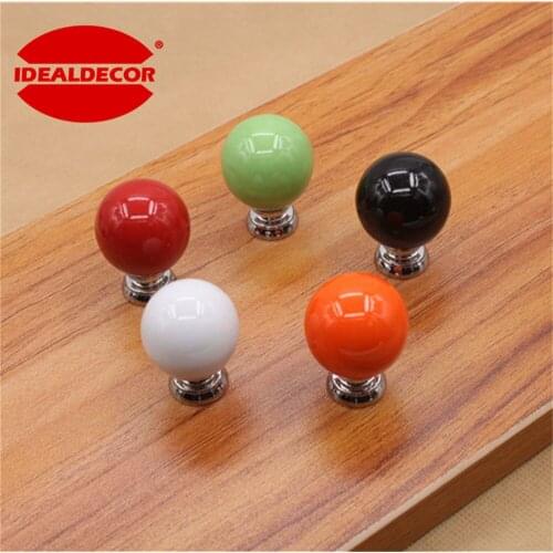 1Pc Cherry shape Candy colors Round Ceramic Door Knobs Cabinet Drawer Cupboard Kitchen Furniture Pull Handle Kid'Room Decor