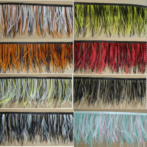 2Meters/Lot!Height5-6"12-15cm Mixed color Ostrich Feather Trimming Fringe 8colours for choice!Ostrich Feathers