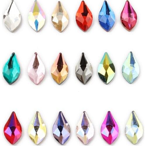 30pcs Pear Nail Mix Color Rhinestones Gems Diamond Gold Bottom Flat Back Strass Stone 3D Charms Nails Accessories